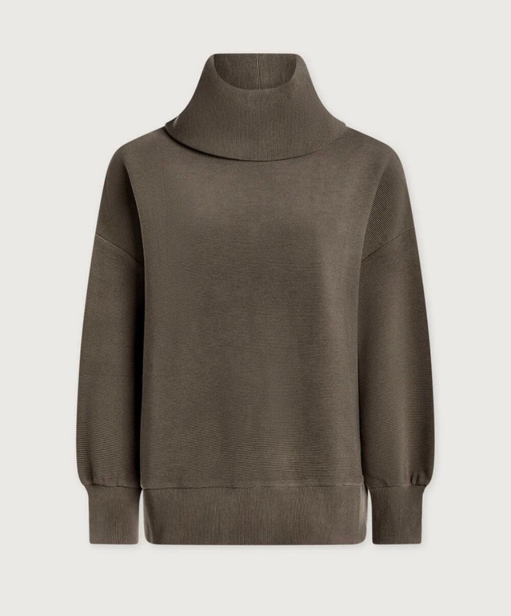 NWT Varley Milton Turtleneck Ribbed Sweatshirt Pullover Dark Olive Green XS